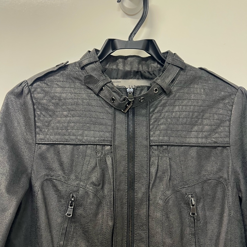 Zara Basic Short Sleeve Jacket, Size Small, Dark … - image 7